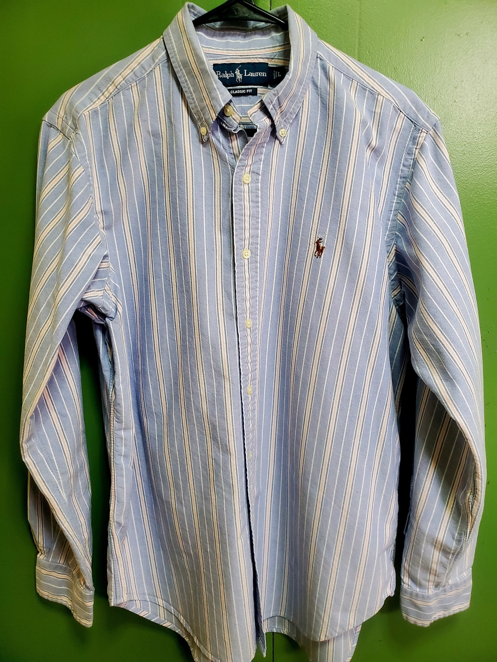 Ralph Lauren Light Blue & White Striped Button-Down Shirt